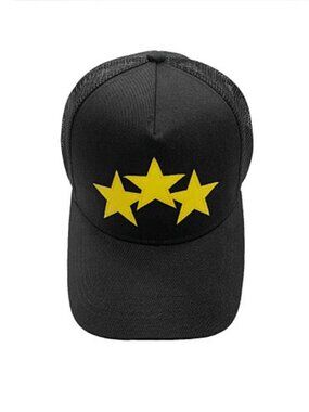 AMIRI Black Trucker Cap with Yellow Star Motif